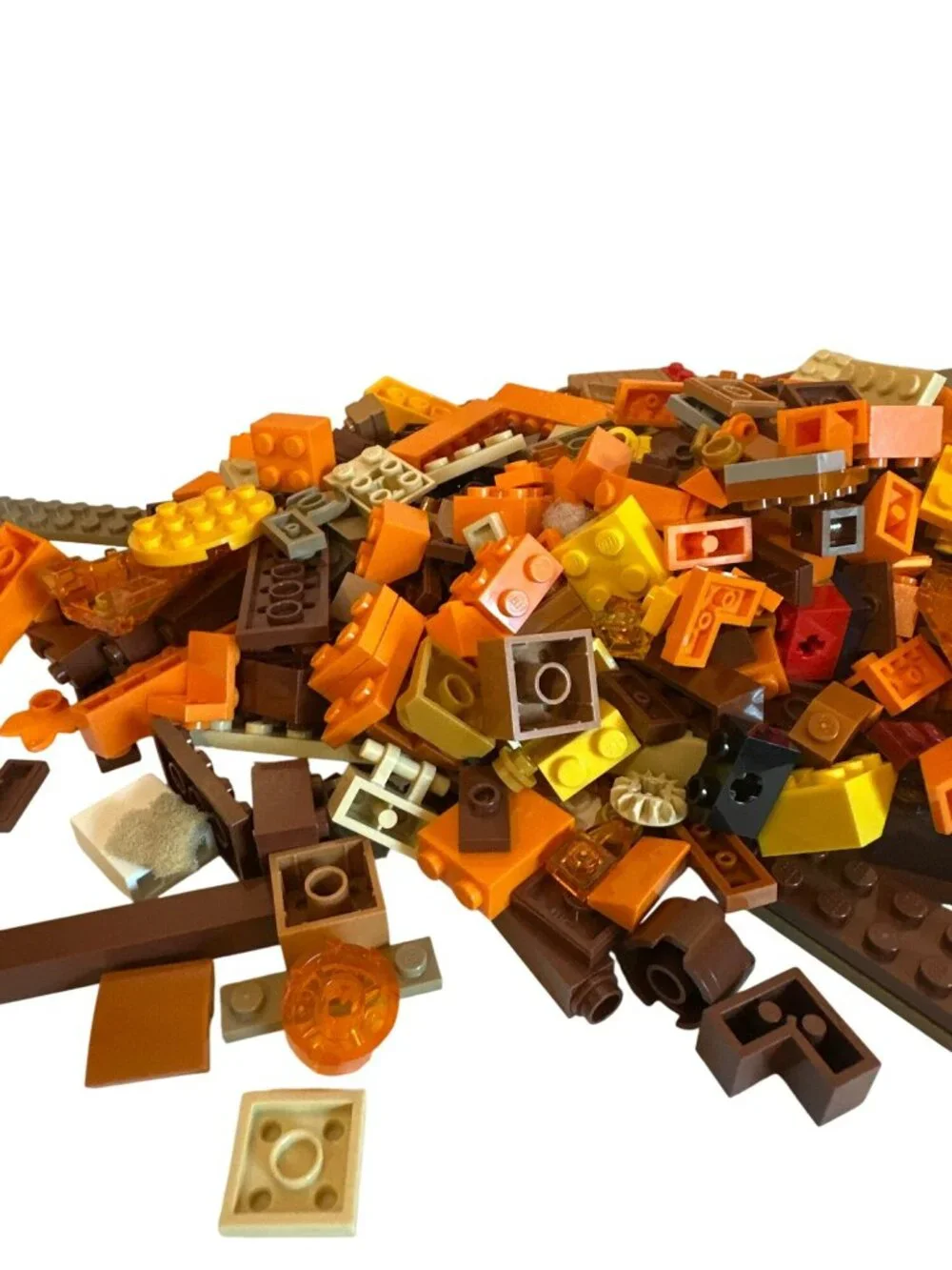 Mixed Lego Pieces In Brown Orange Yellow & Light Gray Tones Bulk Lot Building